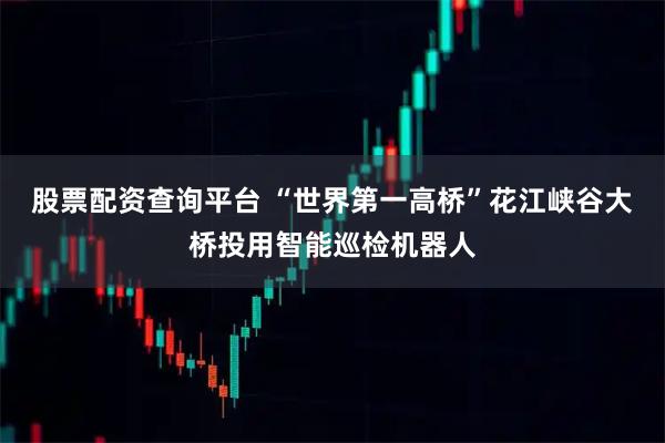 股票配资查询平台 “世界第一高桥”花江峡谷大桥投用智能巡检机器人