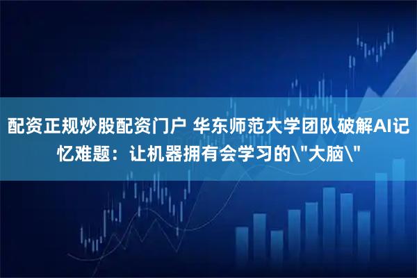 配资正规炒股配资门户 华东师范大学团队破解AI记忆难题：让机器拥有会学习的＂大脑＂