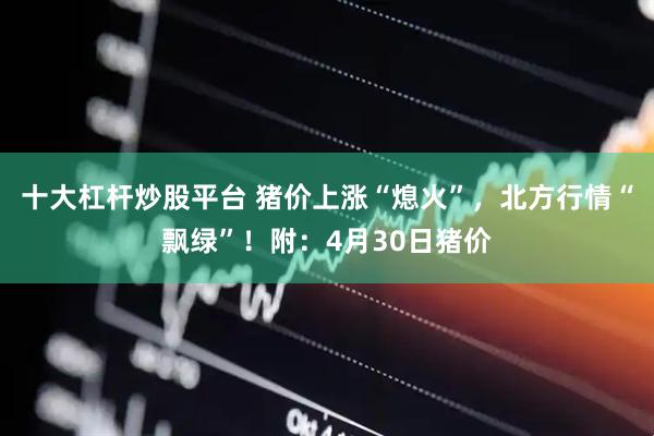 十大杠杆炒股平台 猪价上涨“熄火”，北方行情“飘绿”！附：4月30日猪价