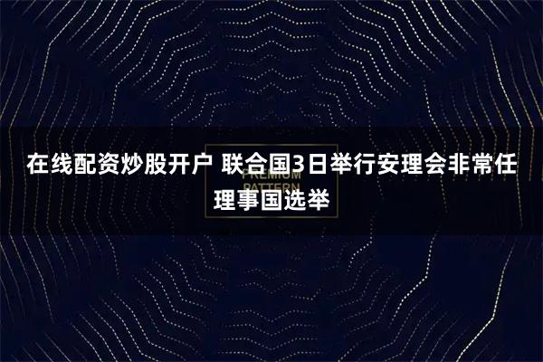 在线配资炒股开户 联合国3日举行安理会非常任理事国选举