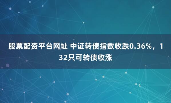 股票配资平台网址 中证转债指数收跌0.36%，132只可转债收涨